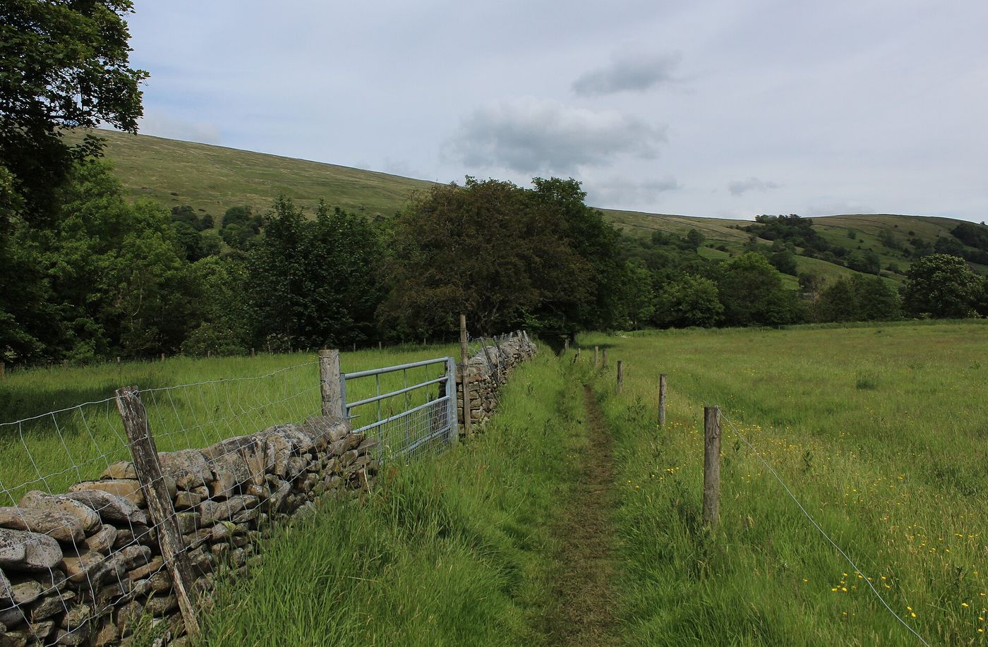 A footpath beside a drystone wall near Dent